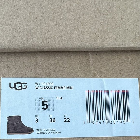 UGG Women’s Slate Classic Femme Mini Wedge Boots Suede Wool Slate 5 36 - Picture 6 of 9